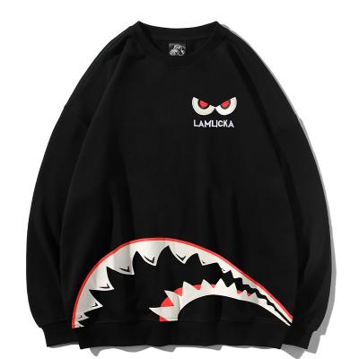 China Anti-wrinkle printing crewneck embroidered letter logo hoodies for men 100% cotton sweatshirts custom for sale