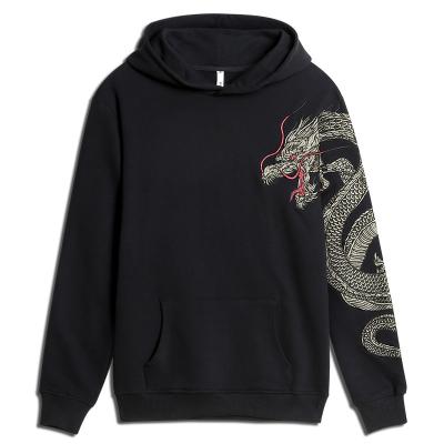 China Anti-wrinkle Hip Hop Dragon Embroidery Sweatshirt Men Streetwear Fashion Chinese Style Autumn Pullover Hooded Hoodies for sale