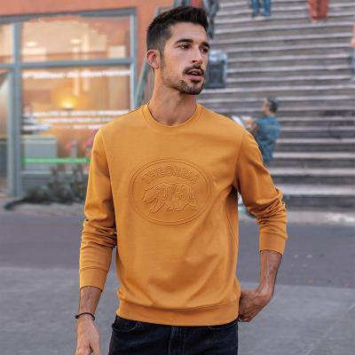 China Yellow Embossing Anti-wrinkle Cotton Autumn Clothing Men's Hoodie Sweatshirt Fashion Sweatshirts for sale