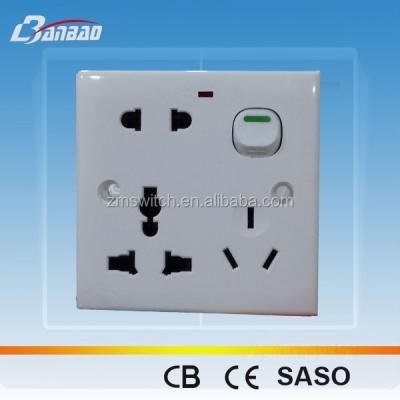 China Bangladesh Market 1gang 6 pin 13A residential/general purpose universal switch socket for sale