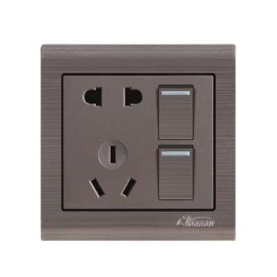 China High Quality LK6021 Wall Socket Switch SS LK6021 Gray Panel for sale