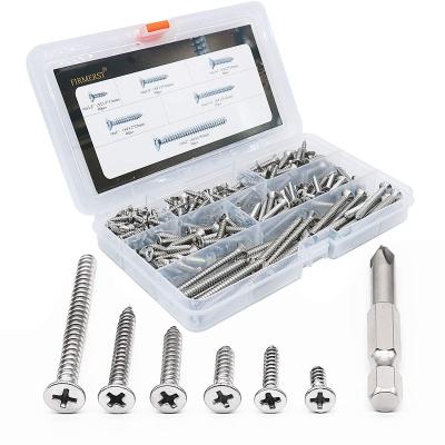 China HEX 304 Stainless Steel Screw Combination Kit #6#8#10 Wooden Flat Head Phillips for sale