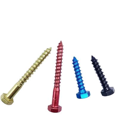 China HEX Chorale Hex Head Electric Blue Color Screw DIN571 Red Wooden Screw for sale