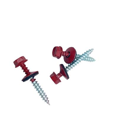 China Round Colored Galvanized Hexagon Head Screws With Rubber Washers Hex Tapping Screws Self-Drilling Roof Screws With Rubber Wash for sale