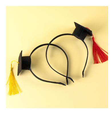 China Class of 2022 Doctoral Black 2022 Graduation Headband Hat Headband Party Decoration for Graduation Party Decoration for sale