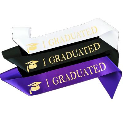 China Party Decoration I GRADED Sash Graduation Sash with Gold Glitter Cap Doctoral Sash for Graduation Party Decoration for sale