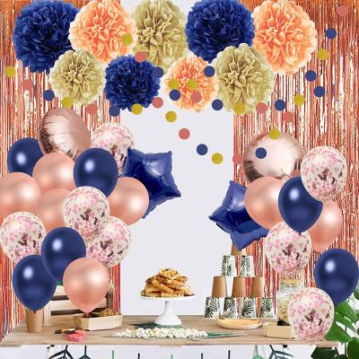 China Festival Decoration Pick Rose Gold and Navy Blue Balloons Party Decorations for Wedding Party Decorations Bachelor Party Supplies for sale