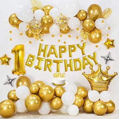 China Balloon Rose Gold Confetti Latex Balloons Festival Decoration Selection Happy Birthday 1st for 1st Birthday Celebrate Party Decoration for sale