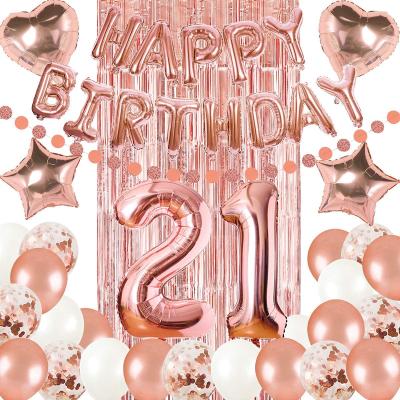 China Selection 21st Rose Gold Birthday Decorations festival decoration 40 inch foil balloon for girls birthday for sale