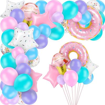 China Festival Decoration Pick Donut Party Balloons Garland Arch Kit Foil Pastel Balloons for Birthday Party Decorations for sale