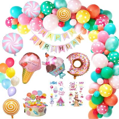 China Festival Decoration Pick Donut Party Decoration Candy Donut Ice Cream Lollipop Balloon For Birthday Baby Shower Supplies for sale