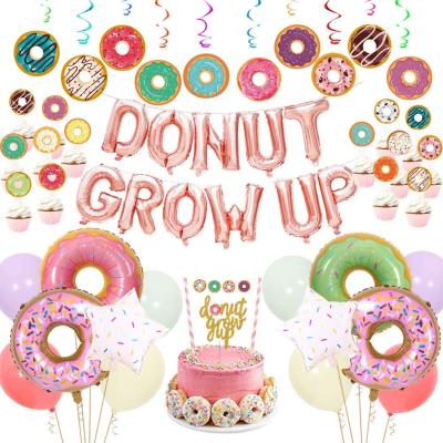 China Festival Decoration Pick Donut Birthday Party Decorations Donut Raise Balloons Cake Topper For Baby Birthday Decorations for sale