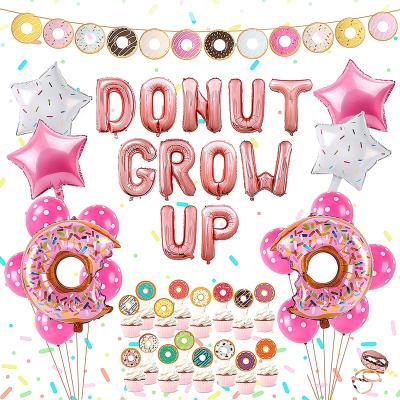 China Festival Decoration Selection Donut Balloon Kit Donut Mylar Balloons Cute Donut Theme Birthday Party Decorations Set for sale