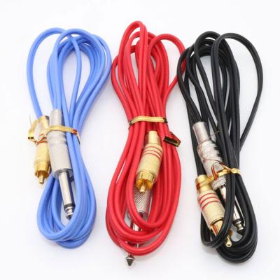 China Tattoo RCA Clip Cord Kissure Metal Head Copper Tattoo Machine Power Supply RCA Cable Silicone Tattoo Clip Clip 1.8M rca connectors for sale