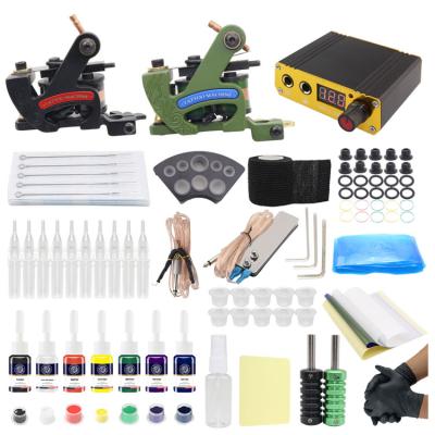 China Kissure Permanent Full Tattoo Kit Tattoo Needles 7 Color Inks Power Supply For Tattoo Beginner for sale