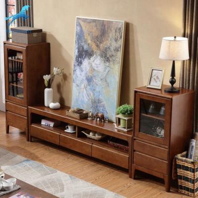 China 2020 New Customizable Solid Wood Style Brown Color Rectangle Solid Wood TV Cabinet Wholesale Living Room Furniture for sale