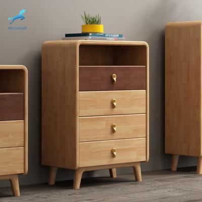 China Factory direct wood color furniture supply bedroom solid wood storage cabinet log wood with 4 drawers for sale