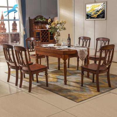 China Wholesale Multi Functional Solid Wood American Style Dark Color Solid Wood Dining Room Furniture Round Shape Wooden Dining Table for sale