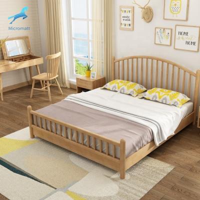 China Hot Selling Eco-friendly Color 150cm Queen Size Log Bedroom Furniture Solid Wood Plank Bed for sale