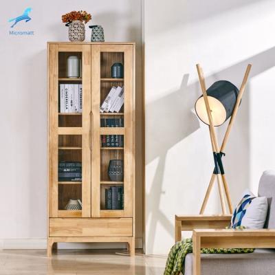 China Factory Supply Office Furniture Japanese Style Solid Wood Bookcase Easy Assembling Solid Wood Cabinet for sale