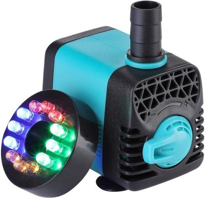 China Plastic Aquarium Submersible Pump with LED Light for Aquarium and Fountain Rock Garden for sale