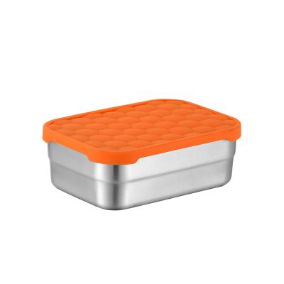 China Bento Lunch Box Steel Leakproof Stainless Steel Lunch Box Viable Food Storage Box with Silicone Lid for sale