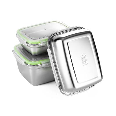 China Eco Bento Lunch Box Leakproof Kids School Lunch Food Containers Reusable Reusable Stainless Steel Hook Loop Silicone Seal Ring for sale