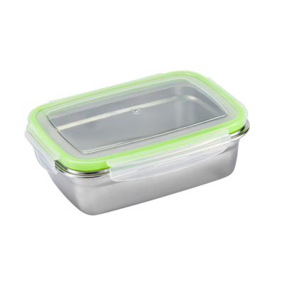 China Custom Viable Square 304 Stainless Steel Food Storage Container Child Lunch Box Leakproof For Office With Plastic for sale