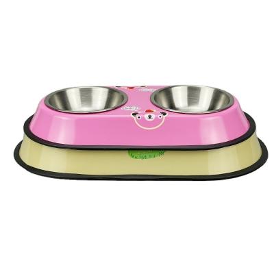 China Wholesale Non-automatic Customized Good Quality Cats Water Multicolor Doubles Feeder Pet Bowls For Small Dog Bowl for sale