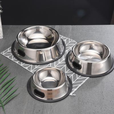 China Stainless Steel Design Non-slip Sole Silicone Dog Bowls Bottom Non-slip Feeder For Small Animal Pet Bowl for sale