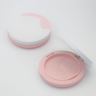 China Double Layers Cosmetic Round Empty Makeup Compact Pressed Powder Packaging Container With Puff for sale