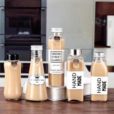 China 250ml Aluminum Glass Fruit Beverage Bottle 350ml 500ml Bottle Juice Vinegar Milk Sealed Clear Cap Coffee Tea Cold Soak Bottle for sale