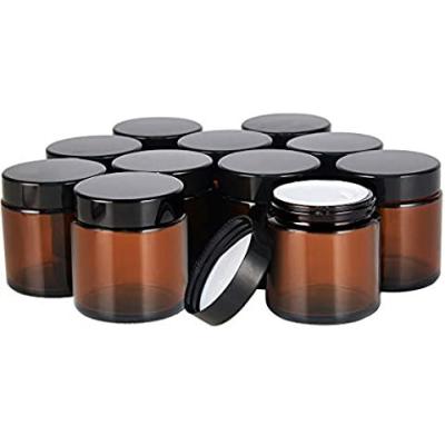 China Arabic Style 5g 10g 15g 20g 30g Round Amber Glass Cosmetic Cream Colored Jar Empty Cosmetics Jar With Black Lid for sale