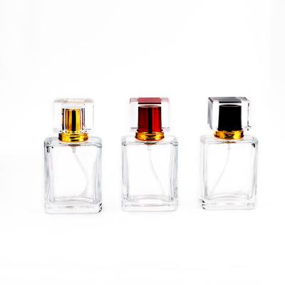 China 30ML 50ML Cosmetic High Grade Empty Flat Shoulder Square Glass Screw Say Perfume Bottle Spray Lipstick Bottle Customized Bottles for sale