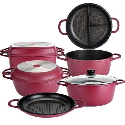 China Non-Stick Pot Pan Cookware Non Stick Kitchenware Sustainable Aluminum Cookware Wholesale Set Soup Sets for sale