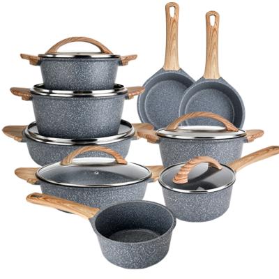 China Sustainable Custom Aluminum Non-Stick Cooking Pots And Pans Non Stick Cookware Sets for sale