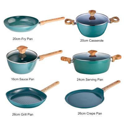 China Viable Custom Frying Pan Shallow Casserole Sauce Pan Cooking Pot Non-Stick Aluminum Cookware Sets for sale