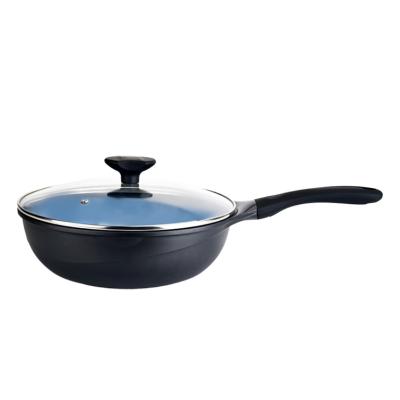 China Sustainable Best Quality Aluminum Induction Non-Stick Pressed Deep Wok With Lid for sale