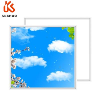 China Modern KESHUO Skylight Blue Sky Clouds Flowers, Trees, Clouds Recessed 600x600mm Decorative Led Ceiling Panel Light, Decorative Plate Led for sale