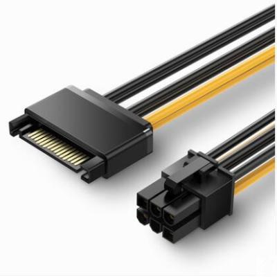 China Video Game Player SATA Powr Adapter Cable SATA 15 Pin to 6 Pin PCI Express (PCIe) Graphics Video Card Power Cable Adapter for sale