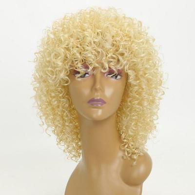 China Jerry Curl Loose Curly Hair Synthetic Machine Made Wigs Suitable For Women's Short Curly Hair Wigs With Bangs for sale