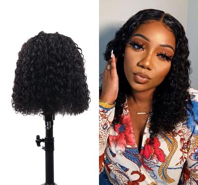 China Hot Selling 4x4 HD Curly Wave Curly Lace Front Human Hair Wigs Short Bob Brazilian Cuticle Aligned Raw Hair Wig for sale