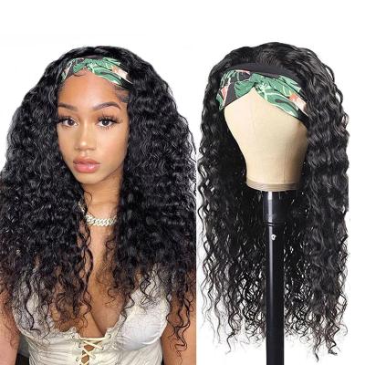 China Raw Water Wave Virgin Hair Wigs Water Wave 180% Density Hairband Hairband Wigs For Black Women for sale