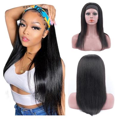 China Wholesale Machine Made Straight 100% Virgin Human Hair Full Human Hair Wigs Unprocessed Virgin Brazilian Hair With Headband Wigs for sale