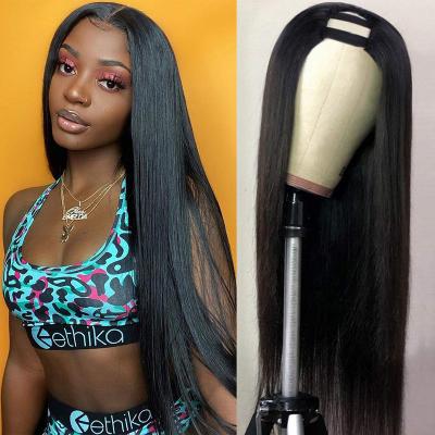 China Wholesale Beauty Brazilian Virgin Cheetah Hair 180 Density 12A U Piece Raw U Piece Wig Straight Hair Straight Wig For Black Women for sale