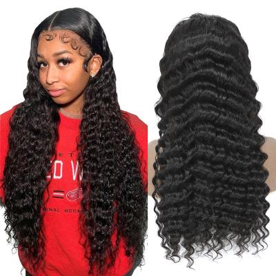 China Brazilian Remy Brazilian 150 Density Curly Lace Front Wigs Deep Wave Human Hair Lace Wigs Transparent Curly Lace Front Wig for sale