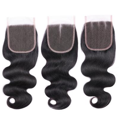 China Wholesale 4x4 Body Wave Transparent Body Wave Closure Lace Brown Swiss Lace Frontal 10A 20 Inches Closure For Black Women for sale