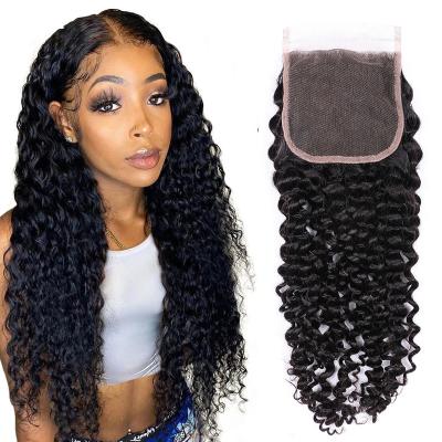 China 2021 Best Selling 4X4 Lace Frontal Wig Brazilian Curly Virgin Hair Transparent Lace Wig Closure For Black Women for sale