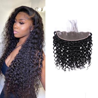 China Water Wave Factory Vendour Water Wave Lace Front Closure 13x4 12A Brazilian Raw Grade Hair Closure For Black Women for sale