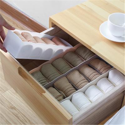 China Wholesale Foldable Five Grid Thickened Plastic Storage Box Underwear Underwear Socks Clothes Storage Box for sale